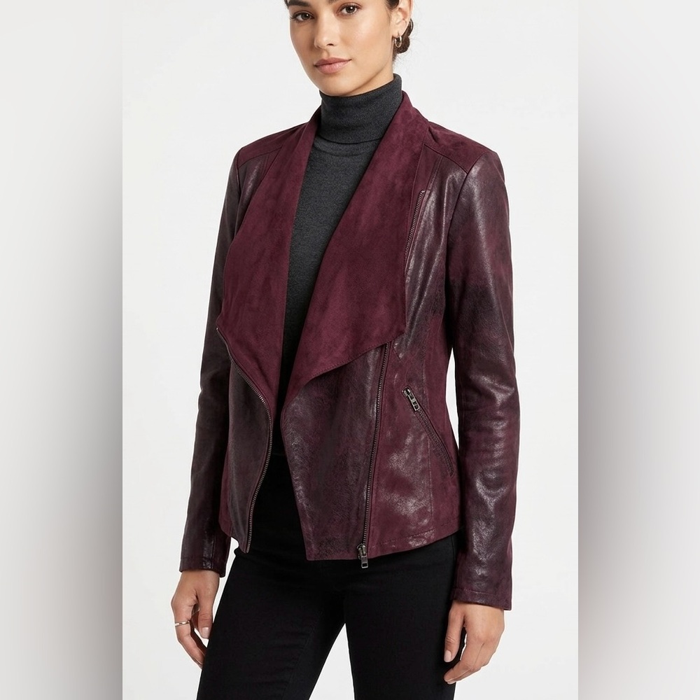 Grace Elements Burgundy Two-Tone Plum Suede Jacket